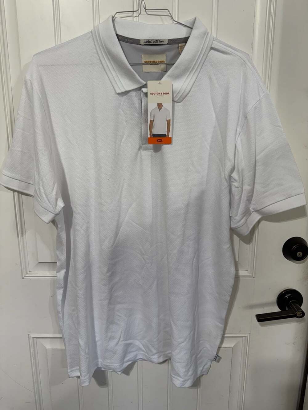 Scotch & Soda Amsterdam Men's White Textured Short Sleeve Polo Shirt